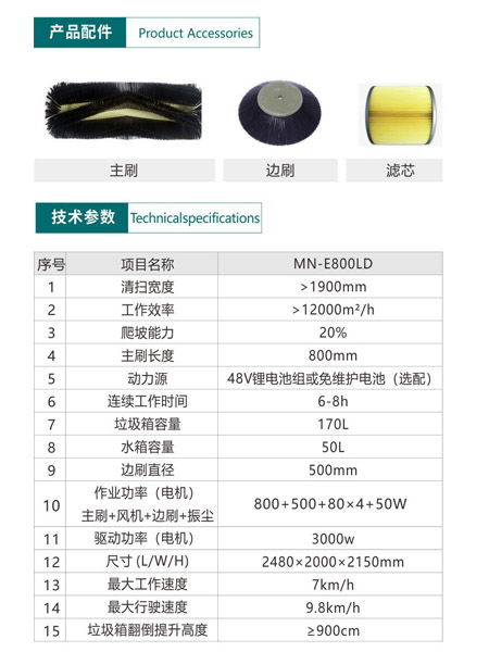 新型全封闭自卸式城关扫地机MN-E800LD